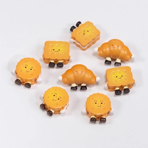 Cute acrylic miniature cookie and croissant beads set for DIY keychain jewelry making