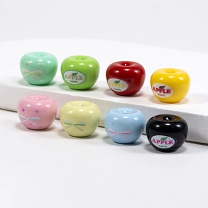 Colorful acrylic apple-shaped craft beads for DIY jewelry and phone chain making