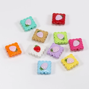 Colorful acrylic strawberry biscuit beads for DIY jewelry and keychain crafts