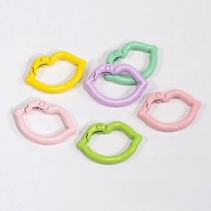 Lip-shaped colorful metal spring rings for DIY bag charms and keychain accessories