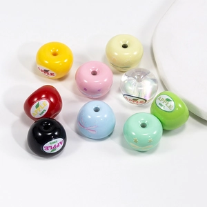 Colorful apple shaped acrylic beads with 100% Apple stickers for DIY jewelry making