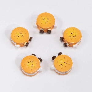 Set of 5 cute acrylic biscuit pendants with smiling faces for DIY crafts and keychains