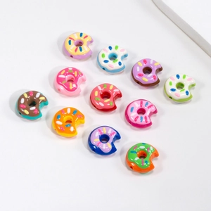 Kleurrijke acryl donut kralen met gebeten ontwerp en suikerstrooisel voor DIY sieraden