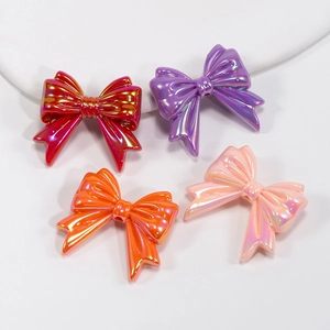 Kleurrijke acryl strik kralen met iriserende afwerking voor DIY sieraden en sleutelhangers