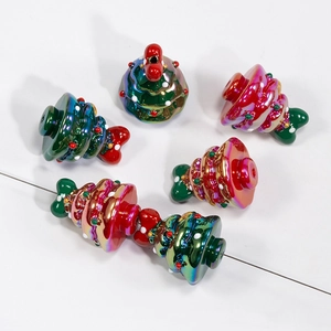 Colorful electroplated Christmas tree resin beads for DIY jewelry and keychain accessories