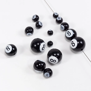 Mini Biljart Zwarte 8 Simulatie Bal Acryl Kralen Voor DIY Sieraden Maken Sleutelhanger Hanger Accessoire Zwart Wit Ontwerp