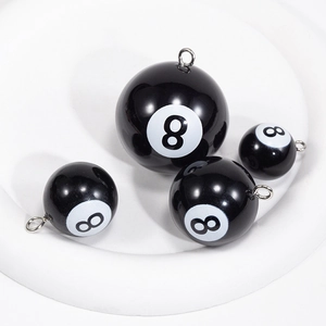 Miniatuur biljartbal nummer 8 sleutelhanger hangers in hoogglans afwerking