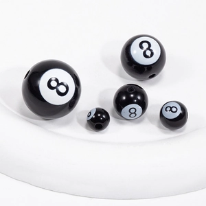 Zwarte 8 biljartbal acryl kralen in verschillende maten voor DIY sieraden en handwerk