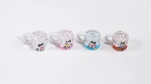 Set of four mini transparent acrylic cartoon cat milk cups for DIY jewelry and bag charms