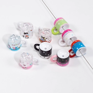 DIY colorful acrylic cartoon cow milk cup beads for cute jewelry and bag charms
