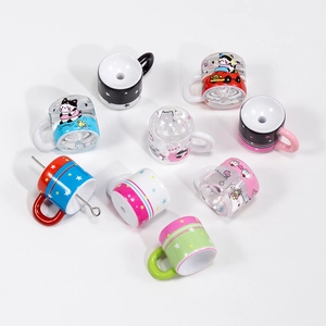 DIY cartoon cow cat milk cup acrylic beads for jewelry making in colorful patterns