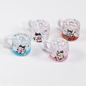 Set of four transparent cartoon cat milk cup beads for DIY acrylic bag charm accessories