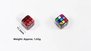 Detailed view of 11.5mm acrylic magic cube beads with 1.65g weight and diagonal holes