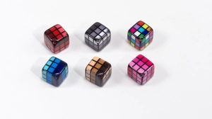 Detailed macro view of colorful acrylic 3x3 grid cube beads for DIY jewelry making