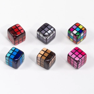 Acrylic Rubik cube beads for DIY crafts making jewelry charms in six colors
