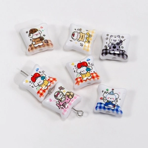 Acrylic Cartoon Animal Pillow Shape Beads DIY Jewelry Making Material Christmas Pattern Cute Keychain Pendant Accessory