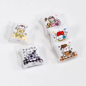 Cute acrylic cartoon cat and bear beads for DIY jewelry and keychain making projects