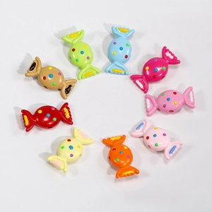 Colorful candy-shaped acrylic beads with polka dots for DIY jewelry and necklaces