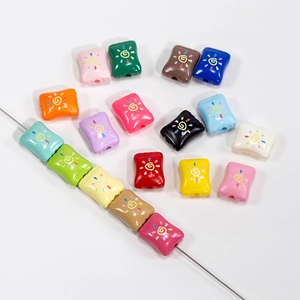 Colorful Acrylic Candy Shaped Beads DIY Jewelry Making Supplies Sun Spiral Pattern Pillow Beads For Necklace Bracelet
