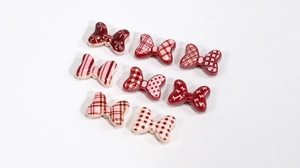 Polka dot and striped resin butterfly charms for DIY hair accessories and necklaces