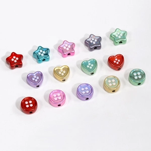 Cuentas de acrílico coloridas en forma de estrella y corazón para joyería artesanal