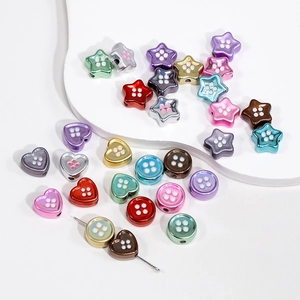 Cuentas de acrílico coloridas con forma de estrella y corazón para joyería y llaveros DIY