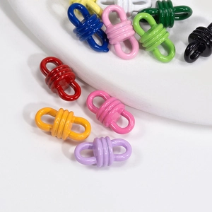 Colorful spiral alloy DIY jewelry connectors with dual rings and bright enamel finish