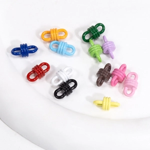 A variety of colorful painted alloy figure-8 knot buckles for DIY bracelet making