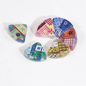 Assorted triangle acrylic beads with vintage patterns for DIY jewelry and keychains