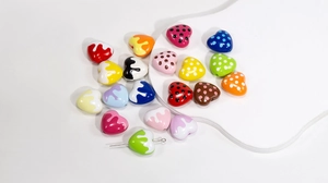Polka dot and heart-shaped colorful acrylic beads for DIY jewelry and phone charms
