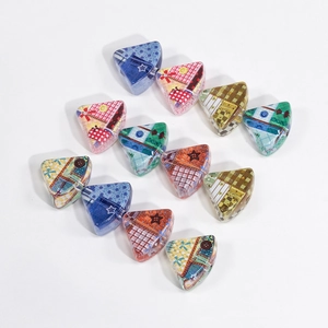 Colorful acrylic patchwork pattern triangle beads for DIY jewelry and keychains