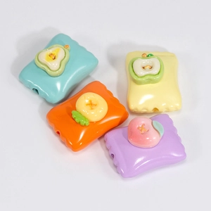 DIY colorful acrylic fruit beads in green yellow orange and purple for jewelry making