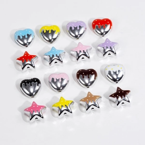 Perles en métal cœur et étoile aux couleurs acidulées pour bijoux DIY créatifs