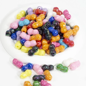 Cuentas de acrílico de colores con forma de cacahuete y brillo para bisutería artesanal