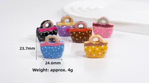 Detailed view of colorful acrylic handbag beads for DIY jewelry with pattern design
