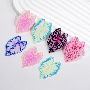 Pendentifs feuilles en acrylique coloré pour bijoux DIY et accessoires de chaîne