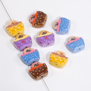DIY acrylic handbag beads with colorful polka dots for phone chains and jewelry making