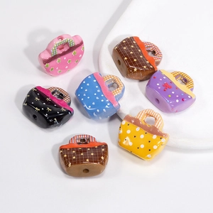 Polka dot handbag shaped acrylic beads for DIY jewelry and keychain accessories