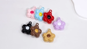 Colorful alloy flower charms for DIY jewelry making and keychain accessories macro detail
