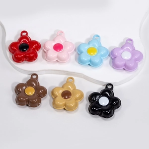 Colorful floral alloy pendants set with seven vibrant enamel flower charms for DIY crafts