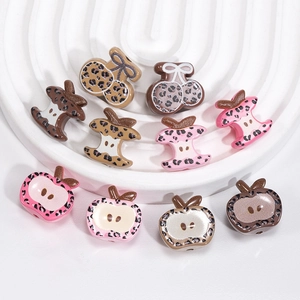 Leopard print acrylic apple and cherry charms for DIY phone chains and accessories