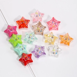 Acryl Stern Herz Perlen Viel Glück Heiße Liebe Sortierte Farben DIY Schmuckherstellung Distanzperlen Anhänger Für Armbänder Halsketten Schlüsselanhänger