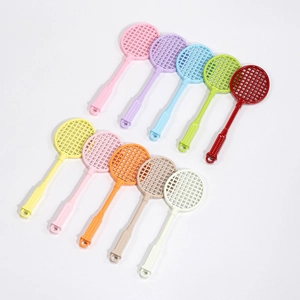 Set mit 10 bunten Mini-Badminton-Schlägern als Schlüsselanhänger in vielen Farben