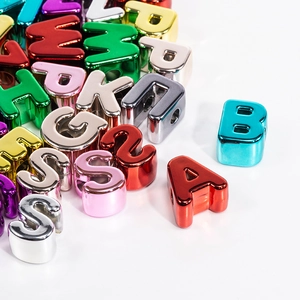 Metallic Acrylic Alphabet Letter Beads A-Z Mix Large Hole Loose Beads For DIY Bracelet Necklace Jewelry Making Handcraft