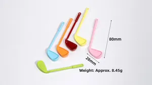 Detailed view of colorful 80mm alloy golf club charms showing dimensions and weight