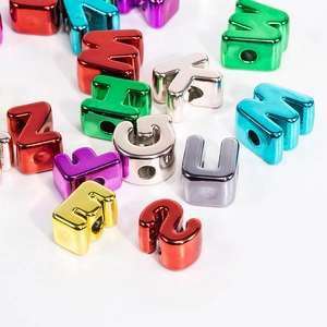 Colorful metallic acrylic alphabet beads with large holes for DIY jewelry making sets