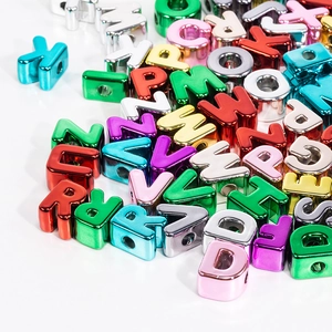 Colorful metallic acrylic alphabet beads with large holes for DIY jewelry making