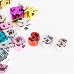 Metallic acrylic alphabet beads with large holes for DIY jewelry making and crafts