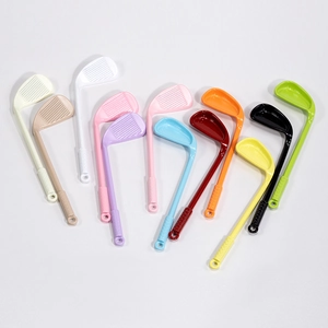 Colorful golf club shaped mini spoons set in 11 vibrant plastic colors for DIY accessories