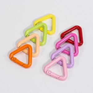 Mini Triangle Colorful Painted Alloy Carabiner Keychain Hook Spring Snap Buckle For DIY Jewelry Making Bag Accessories